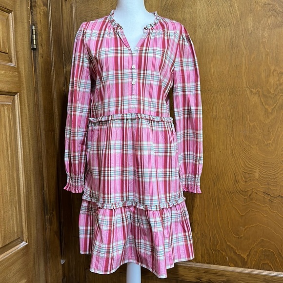 J.Crew Plaid Mini Dress with Ruffle Trim Size 12 - NWT - Picture 1 of 6